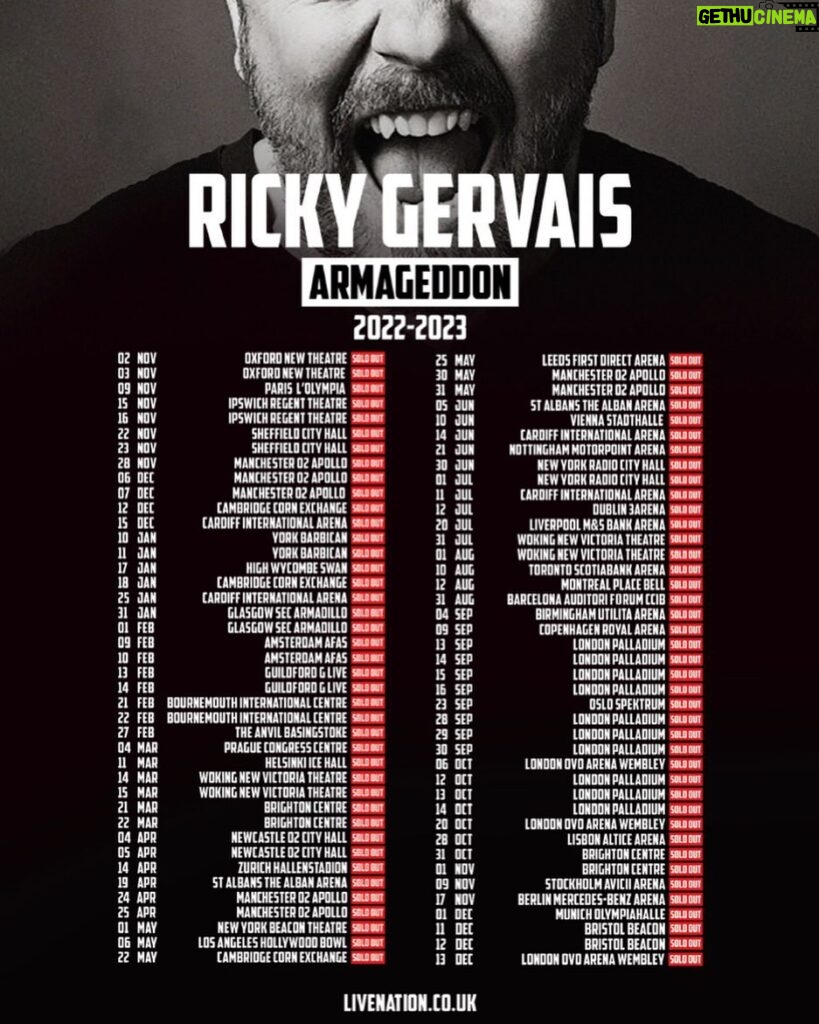 Ricky Gervais Instagram - What a year 👊