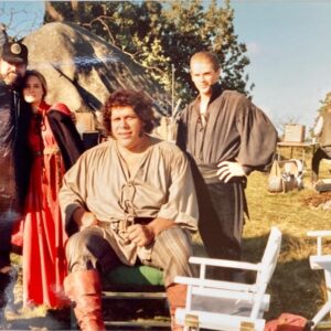 Robin Wright Instagram - The Princess Bride Monday memories, it would seem! Here we caught Wallace Shawn lunching, the rest of us posing, on location in #bakewell What a magical experience! #magic Simply the best cast and crew who I am missing so much! 🥲 Here, Rob, Andre, Cary & Wallace…😘 love from your #princessbride #truelove #asyouwish