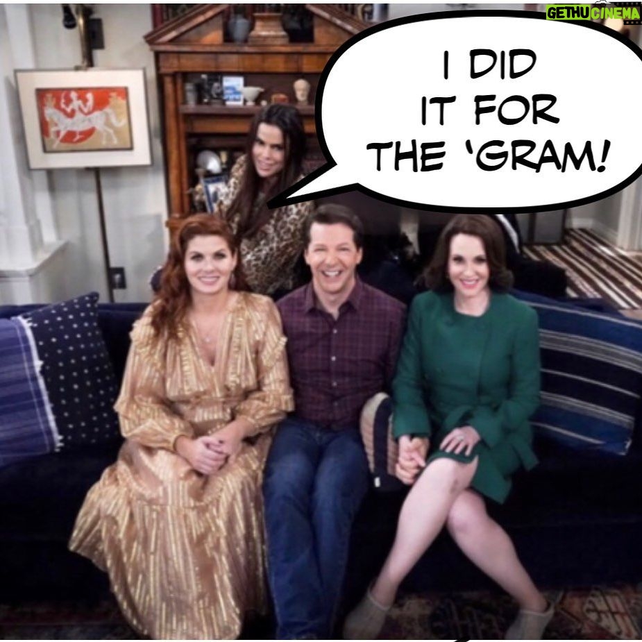 Rosa Blasi Instagram - Grateful for all the goodness and laughter @nbcwillandgrace has provided to the 🏳️‍🌈 community and everyone else since 1997. Grateful for my 27 year friendship with @seanhayes that began in a Chicagoland dinner theatre, and I’m grateful they let me perch on their iconic couch for a minute so I could troll for insta likes and followers 😂 #Will&Grace #legends #LGBTQ #diditforthegram #grateful @therealdebramessing @meganomullally @eric_mccormack @therealjamesburrows