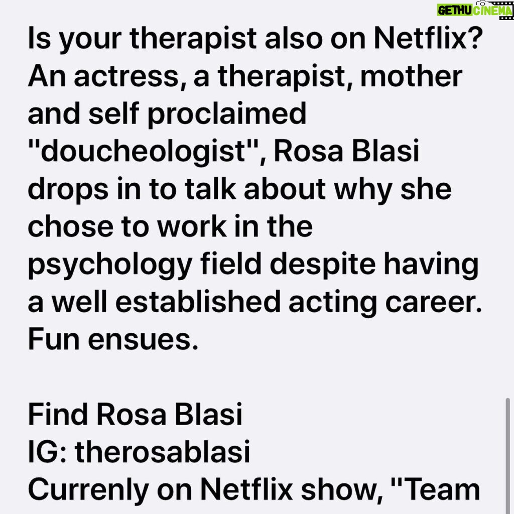 Rosa Blasi Instagram - Want to be a fly on the wall for a totally candid and honest conversation w/ me about my “double life” and my relationship to depression? Then listen to this free podcast ‘ALL EARS’ (on Spotify or press the purple podcast button for iPhones). You can skip the first 7 minutes (literally didn’t know they were recording😂). #therapist #actress #doublelife @all_earspod