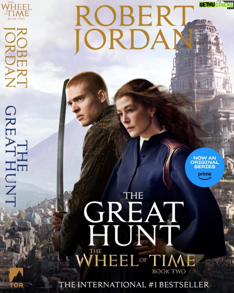 Rosamund Pike Instagram - Pre-order The Great Hunt with official series tie-in art (!!!) … also, hold space on your dance card for The Wheel of Time Season 2 premiere : September 1 on @PrimeVideo. We’re excited.