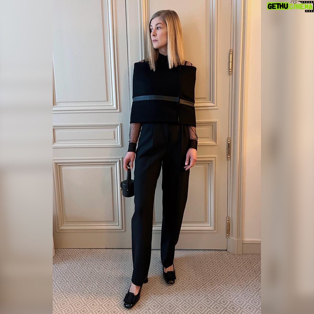 Rosamund Pike Instagram - Two different types of armour. Each it’s own type of PPE. The MAG PPE is worn by women all over the world enabling them to conduct this live changing work, building futures for their communities. @mariagraziachiuri at @dior not only creates clothes which provide a symbolic armour, she uses her platform to support communities of women across the globe, committing to building futures in many parts of the world.