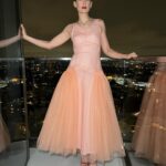 Rosamund Pike Instagram - LA DREAMING… night before the @goldenglobes . Lights of Los Angeles never fail to transfix me. A night to play in a @mollygoddard dress of dreams. We had FUN! Styling @leithclark makeup @melaniemakeup hair @davidebarbieri_ dress @mollygoddard jewellery @repossi shoes @jimmychoo @saltburnfilm