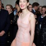 Rosamund Pike Instagram - LA DREAMING… night before the @goldenglobes . Lights of Los Angeles never fail to transfix me. A night to play in a @mollygoddard dress of dreams. We had FUN! Styling @leithclark makeup @melaniemakeup hair @davidebarbieri_ dress @mollygoddard jewellery @repossi shoes @jimmychoo @saltburnfilm