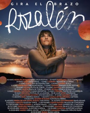 Rozalén Instagram - NUEVAS FECHAS PARA LA GIRA!!!!!! 😭❤️
“El Abrazo” también pasará por VALENCIA, CÓRDOBA, el Festival de la Lavanda en BRIHUELA, CAP ROIG, PINEDA DE MAR, FUERTEVENTURA… 🔥🔥🔥
El disco sale en abril, comenzamos a girar en Mayo y esta es la cara que se me pone cuando canto, cuando bailo. 
Lo necesito. Pero YA 💃🏻
Es tan emocionante lo que estamos montando! 
Acordaos siempre de comprar las entradas en páginas oficiales, que no os timen 🙏
Gracias gracias por apoyarnos y compartir con nosotros todos nuestros proyectos 🥺
BESAZOOOOOSSSSS!!!! 💋

#Rozalén #Gira #ElAbrazo