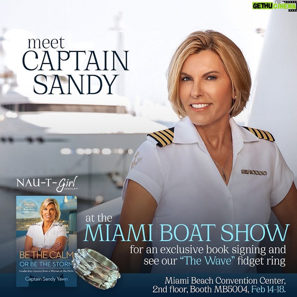 Sandy Yawn Instagram - Get ready for the Miami Boat Show, February 14-18th! I’ll be there daily 10-12 & 2-4! Join me for an exclusive book signing and discover the stunning wave ring I designed with @nau.t.girl and their nautical jewelry collection! See you there!