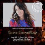 Sara Bareilles Instagram - Heading up the #PreserveRockwood Beneft Concert Series is @sarabareilles with two shows on June 30th. Update: SOLD OUT See Sara on Rockwood Stage 2 where she played one of her first career shows in 2007. She will also be hosting Happy Hour with Sara B, where you can join her at Rockwood for cocktails and conversation before the show! Tickets are selling quickly and available at preserverockwood.com