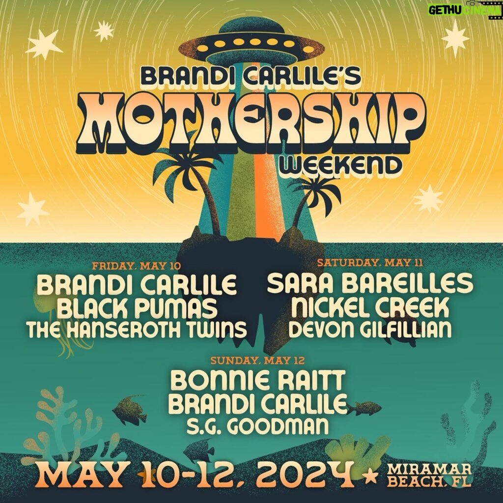 Sara Bareilles Instagram - Beam me up Brandi girl! This is the kind of Mothership I’m looking for - so thrilled to announce I’m joining the lineup for this incredible celebration of where we all come from - our mothers. Get tickets and join the fun 🤩 @brandicarlilesmothershipwkd XO Sb