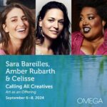 Sara Bareilles Instagram - Calling all creatives!! I am so honored and excited to share this new endeavor! I, alongside two very dear friends and artists, @amberrubarth and @celissemusic, invite you to join us at the world renowned @omegainstitute in our first CREATIVITY WORKSHOP. (Insert giddy cartwheel here 🤸🏻‍♂️) This is for everyone- there is NO ARTISTIC PREREQUISITE! We are interested in creating a space that deepens a conversation with creativity itself- and exploring ways to view creative expression and art as service- an offering to the world. We will share, write, sing, meditate, and play together to encourage our own bravery in seeking the edges of where we have already been. As a first time teacher I will be leaping into the unknown with you! Life itself is a creative pursuit and there is much to discover about being in alignment with that gentle compass. More information at the link in my bio- and there will be scholarships available in the coming weeks. More information to follow on how to apply! Grateful for this opportunity to discover alongside you! Xo Sara