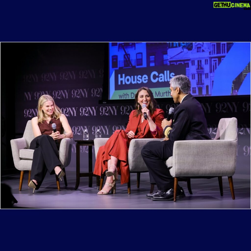 Sara Bareilles Instagram - ✨We were honored to present an enlightening conversation about friendship, mental health, loneliness and the stigma around seeking help this week at The 92nd Street Y, New York.   ✨U.S. Surgeon General Dr. Vivek Murthy, Sara Bareilles and Celia Keenan-Bolger sat down for a special live taping of Dr. Murthy’s podcast, House Calls with Dr. Vivek Murthy.   ✨Here’s a clip from the night when Sara Bareilles spoke about the importance of human connection. It’s a medicine!    ✨Following the conversation and Q&A, Sara Bareilles surprised the audience with an intimate performance of the poignant and reflective “Gravity.”    📸These shared moments were captured by Vlad Kolesnikov/Michael Priest Photography. 🎟️And ICYMI there is still time to experience this important discussion at the link in our bio.      #92NY #92ndstreety #92Y #thingstodonyc #streaming #SaraBareilles #CeliaKeenanBolger #VivekMurthy #mentalhealth #mentalhealthawareness #housecallspodcast