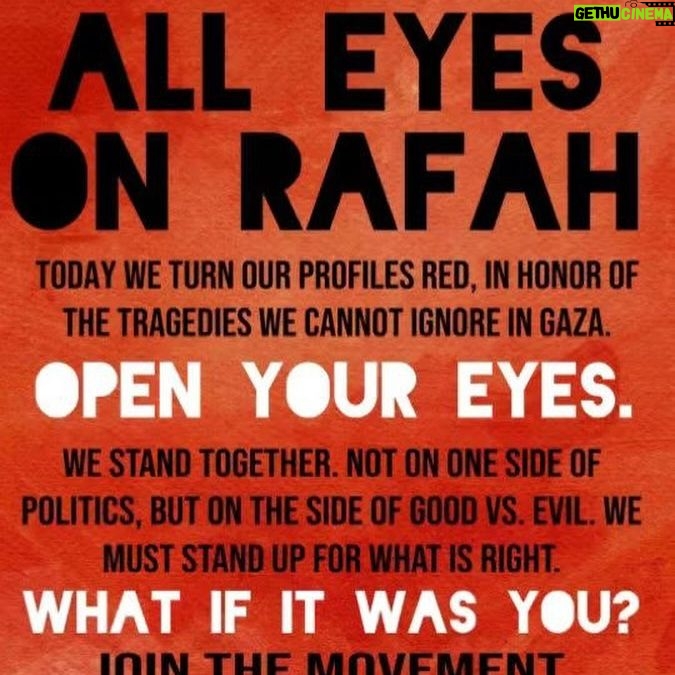Sara Ramirez Instagram - Repost @juliedavenport : 🚨🚨🚨 Red-out for Gaza 🚨🚨🚨 Thank you for this, @goingliveforlives #RedOutForGaza #RedOutForRafah . . Pic of red background with mostly black font with a few sentences in white font that all reads: All eyes on Rafah Today we turn our profiles red, in honor of the tragedies we cannot ignore in Gaza. Open your eyes. We stand together. Not on one side of politics, but on the side of good vs. evil. We must stand up for what is right. What if it was you? Join the movement. Contribute to our fellow humans. @goingliveforlives . . including community that, and comrades who, might be differently abled. Open your senses, feel and/or sense and/or move toward what is right. We need everyone who is aligned, or who may be changing their alignment toward this direction, to be included. ♥️