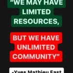 Sara Ramirez Instagram – “We may have limited resources, but we have unlimited community”
– Yves Mathieu East
@the_yvesdropper 
❤️‍🔥🖤🏳️‍⚧️🏳️‍🌈🍉🏳️‍🌈🏳️‍⚧️🖤❤️‍🔥
.
.
First half of caption in green, second half of caption in red, credit for quote in white, all against a black background.