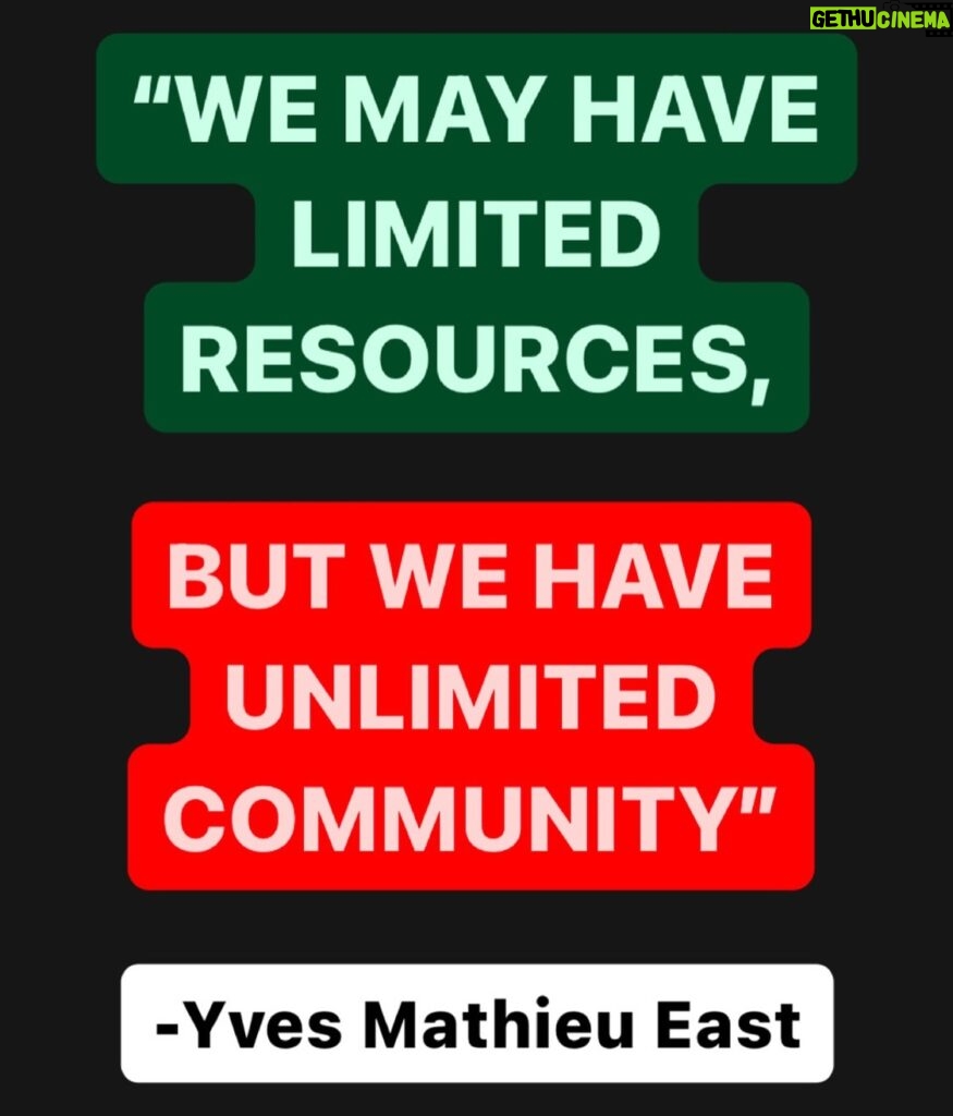 Sara Ramirez Instagram - “We may have limited resources, but we have unlimited community” - Yves Mathieu East @the_yvesdropper ❤️‍🔥🖤🏳️‍⚧️🏳️‍🌈🍉🏳️‍🌈🏳️‍⚧️🖤❤️‍🔥 . . First half of caption in green, second half of caption in red, credit for quote in white, all against a black background.