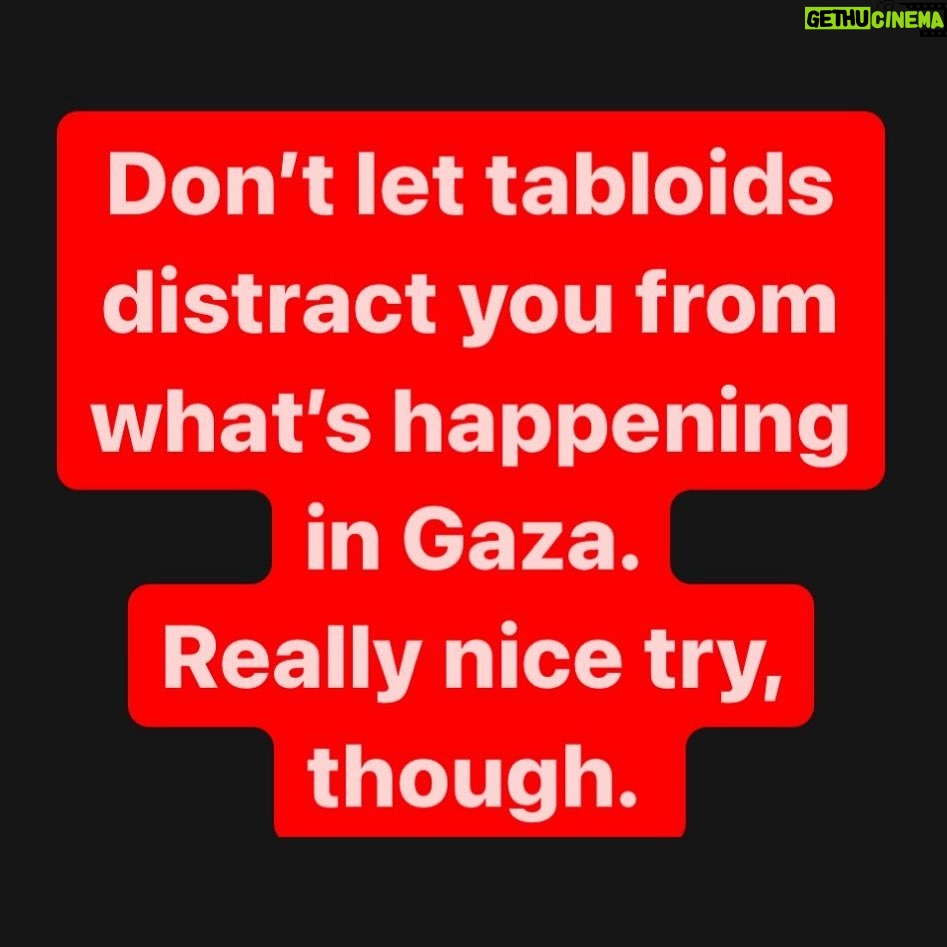 Sara Ramirez Instagram - Don’t let tabloids distract you from what’s happening in Gaza. Really nice try, though.