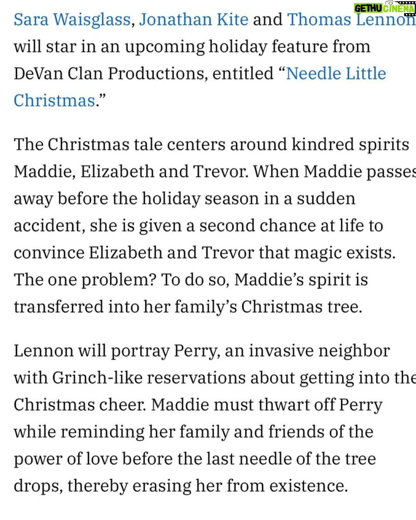 Sara Waisglass Instagram - !! VERY !! EXCITED !! FOR !! THIS !! mom was right! getting cast as a tree in my camp production of wizard of oz WAS character building!!!!! on a serious note, I’ve been a long time fan of Jonathan and Thomas and getting to share a screen with them is a dream come freaking true. the whole team behind this project is killer (ha) and I cannot wait to get started🎄