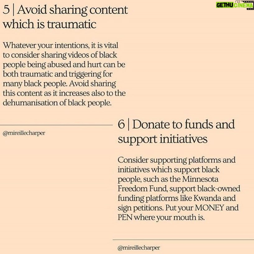 Sarah Levy Instagram - I found this extremely helpful. There is so much information out there on how to help and it can be difficult to figure out a plan of attack. Be supportive, stay loud, donate if and when you can. Demand change. I am here to fight the fight.