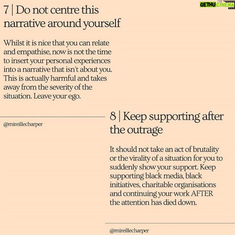 Sarah Levy Instagram - I found this extremely helpful. There is so much information out there on how to help and it can be difficult to figure out a plan of attack. Be supportive, stay loud, donate if and when you can. Demand change. I am here to fight the fight.