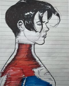 Sasha Calle Instagram - Andy drew this for me right before I cut my hair, weeks before the suit was ready. On set with Henry Braham by Chiabella James. Gracias por todo el amor y el apoyo que me han brindado. Abrazos inmensos. x