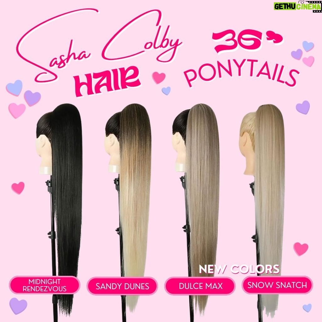 Sasha Colby Instagram - Happy Valentine’s Day my loves! To celebrate, I’m launching longer and denser 36 inch ponytails in 4 colors including 2 brand new blondes! Meet Dulce Max and Snow Snatch😍 Use code MOTHER for 14% off both 28 and 36 inch ponies 💌 link in my bio!