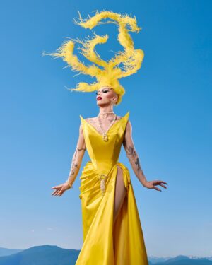Sasha Velour Instagram - Watch the first episode of @werehere Season 4 tonight on @hbomaxes, 9pmEST/6pmPDT. Stream tomorrow on @streamonmax!

Photos @thedragseries (from my recent visit to UBC in Vancouver)
Dress @gloria_swansong 
Headpiece @serand_create 
Jewelry @sorrelloriginals