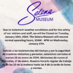 Selena Quintanilla Instagram - Due to inclement weather conditions and for the safety of our visitors and staff, we will be Closed on Tuesday, January 16th, 2024. The Selena Museum will resume normal operating hours, 10AM - 4PM on Wednesday, January 17th. Debido a las inclemencias del tiempo y por la seguridad de nuestros visitantes y personal, estaremos cerrados el martes 16 de enero de 2024. Abriremos de nuevo el miercoles, 17 de enero. Nuestro horario regular de trabajo es de las 10 de la mañana hasta las 4 de la tarde de lunes a viernes. Q-Productions / Selena Museum