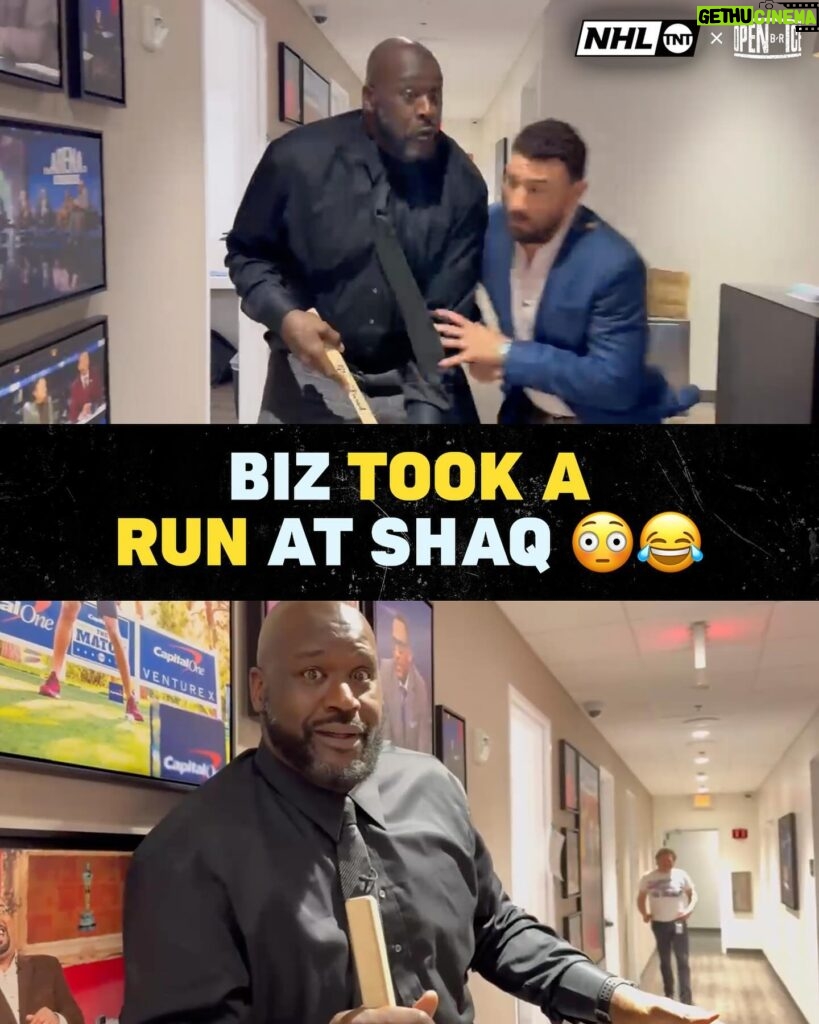 Shaquille O'Neal Instagram - NO ONE is safe in the studio … Biz lined up ‘Shaq Hyman’ in the Green Room ☠️