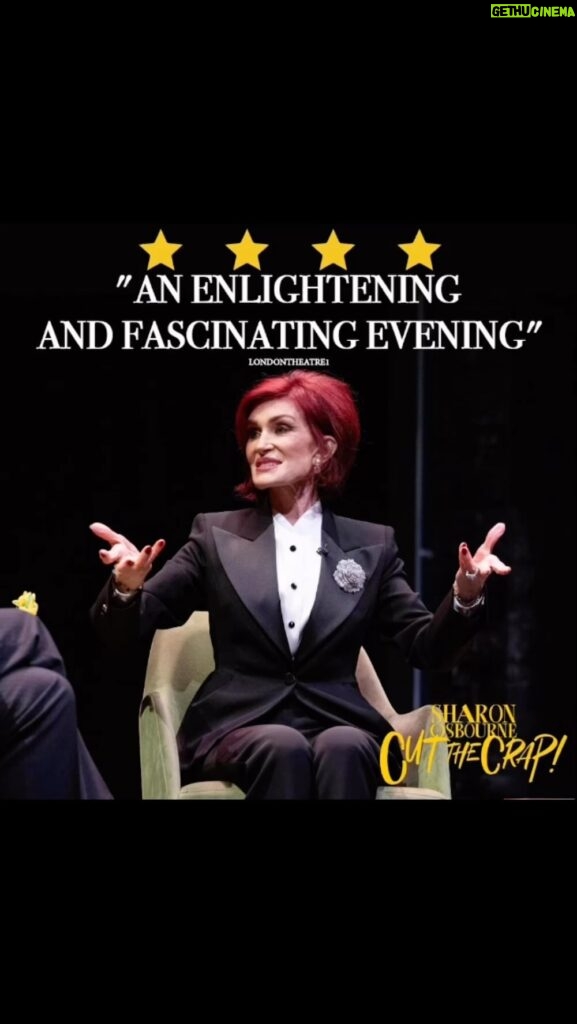 Sharon Osbourne Instagram - So far so good! I could not be more grateful to all of you that have come and shared the evening with me 🙏 @fortunetheatrelondon and tonight @thealexbham ❤️ I’ll be back for one final show on the 28th @fortunetheatrelondon Hope to see you there! 🎟️ @cutthecrap_so