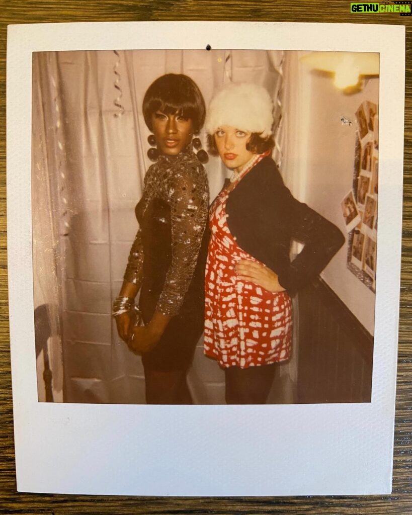 Shea Couleé Instagram - Cleaning out my closet and found this old gem from my 3rd time in drag at a 1960’s themed party with my girl @valpalthegal. I’m sure if someone found this Polaroid without context, they’d truly think it was from the 60’s. (Another fun fact) This dress later got deconstructed and repurposed into my top 4 finale runway look on Season 9. 🥰