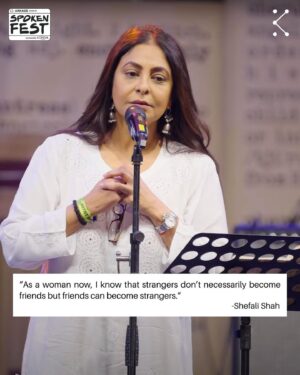 Shefali Shah Instagram - “I know I have stretch marks, but we’ll then so does the sky” ❤️

“As a Woman, I Know…” By Shefali Shah is a fire performance 🔥 
LINK IN BIO 🌻
.
.
.
#shefalishah #women #womanhood #kommune #spokenfest2024 #spokenfest