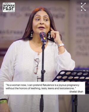 Shefali Shah Instagram - “I know I have stretch marks, but we’ll then so does the sky” ❤️

“As a Woman, I Know…” By Shefali Shah is a fire performance 🔥 
LINK IN BIO 🌻
.
.
.
#shefalishah #women #womanhood #kommune #spokenfest2024 #spokenfest