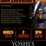 Sheila E. Instagram - Join us as we celebrate my first born son Juan Escovedo will be performing Wednesday March 13th with an all star band. He will be celebrating his 65th birthday. My wife (Juanita) and I will be there. Make sure you invite your friends and family to an incredible evening of live entertainment. Get your tickets now. www.Yoshis.com #JuanEscovedo #PeteEscovedo #JuanitaEscovedo #SheilaE #PeterMichaelEscovedo #ZinaEscovedo #MartinKember #EddieM
