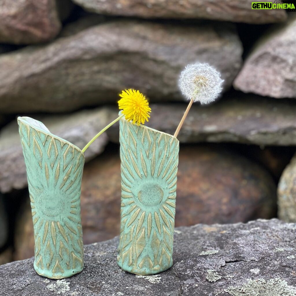 Sheri Moon Zombie Instagram - Set of vases. #pottery #handbuiltpottery #pothead #dandelions