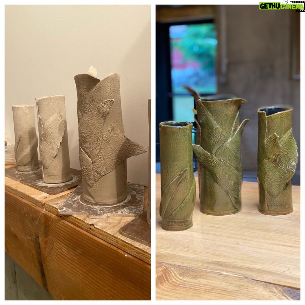 Sheri Moon Zombie Instagram - Fresh out of the kiln💚 #handbuiltpottery #beforeandafter #pothead