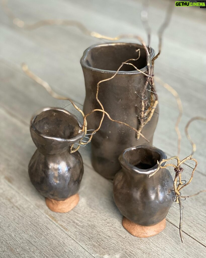 Sheri Moon Zombie Instagram - A trio of hand built vases #pothead #handbuiltpottery #pottery