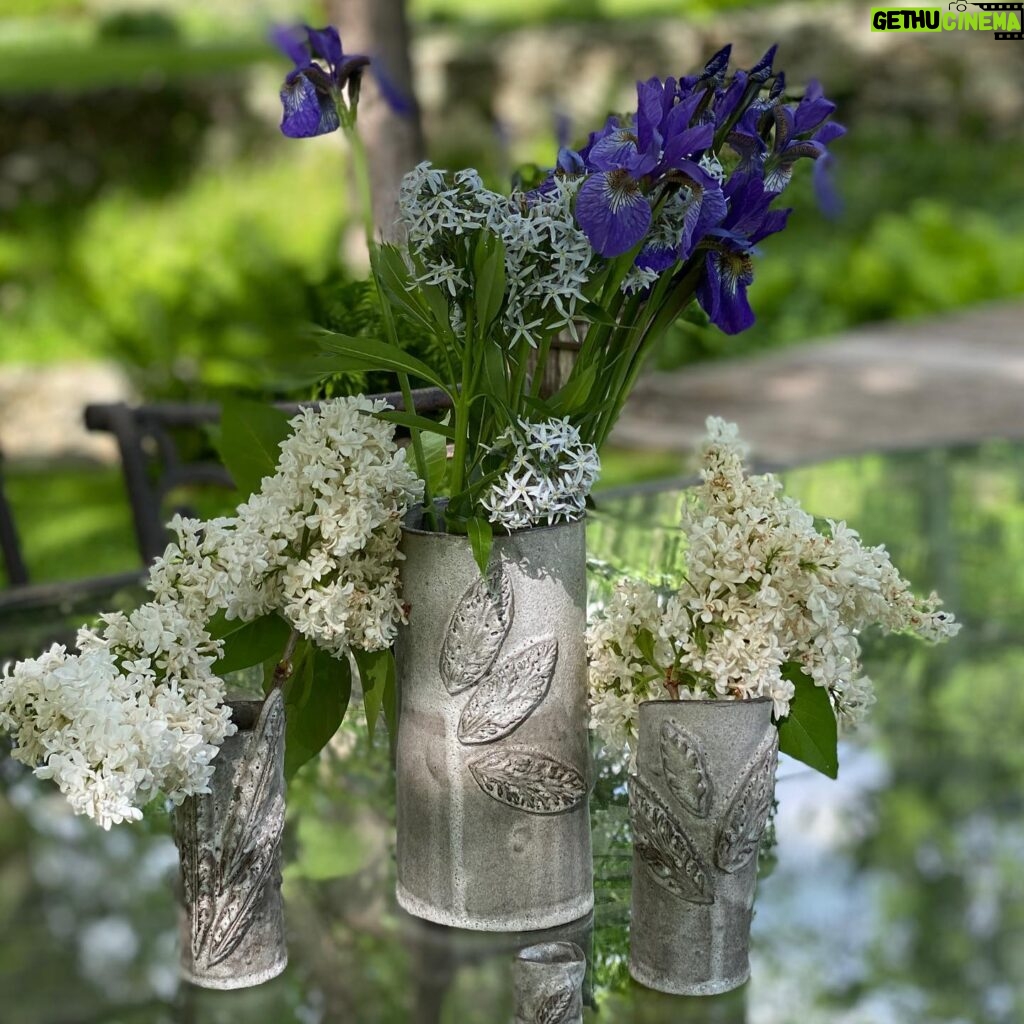 Sheri Moon Zombie Instagram - Flowers from the garden-vases from me. #handbuiltpottery #pottery #pothead #lilacs #peaceandlove