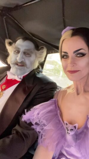Sheri Moon Zombie Instagram - #TheMunsters is out today on @Netflix 💜 Here is a little behind the scenes action with me and @mrdanielroebuck heading to set. #lilymunster #thecount #robzombie #jeffdanielphillips