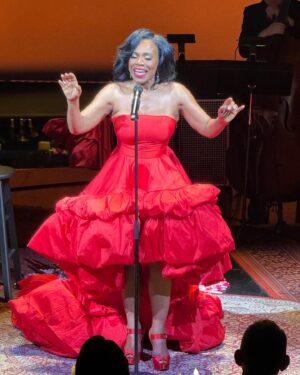 Sheryl Lee Ralph Instagram - Michael @michaelfeinsteinsings, darling, last night was fabulous! I thought I was there to sing, but from the applause, it seems my red dress was the star of the show. Thank you for having me! ❤️❤️❤️

Styled by @ivycoco23
Dress by @monsooriofficial 
Hair by @sharifposton 
Makeup by @marquiswardbeauty