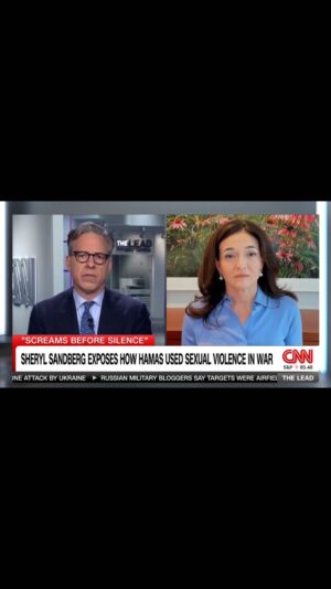 Sheryl Sandberg Instagram - I sat down with @jaketapper to discuss the @screamsbeforesilence documentary and why it’s so critical we condemn the sexual violence Hamas committed on October 7. 

We have come so far in believing survivors of sexual assault in so many situations. The ground gained for protecting women needs to be built on, not lost. 

Thank you to Jake for allowing the stories and voices of sexual assault victims to be heard.

Watch #ScreamsBeforeSilence on YouTube at the link in my bio.