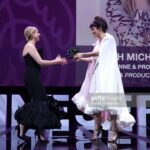 Shirine Boutella Instagram - Souvenir fou de remise de prix à @sarahmgellar 😍 A forever souvenir. Merci @canneseries @canalplus Merveilleuse robe @lanvin Shoes @giorgioarmani