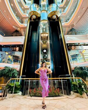 Shreema Bhattacherjee Instagram - Cruising in style 🎀with 
@cordeliacruises 🛳️

Dress @dagdai ✨
Styling @subrata4462 

#CordeliaCruises #CordeliaCruise #Empress #Cruise #Ocean #Sunset #Luxury #Mumbai #Lakshadweep #Vacation #traveloncruise #travelblogger #travel