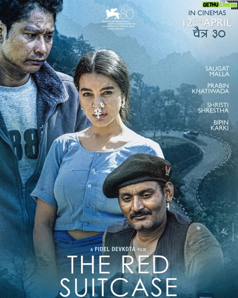 Shristi Shrestha Instagram - ‘The Red Suitcase’ by Fidel Devkota @icefallproductions releasing all over Nepal on 12th April, Chaitra 30 🩵 Poster design @royalistics @tridentconcept