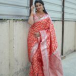 Shyamala Instagram - Get endless elegance via #saree 😊 This beautiful saree from @anvitha_collections Makeup : @vinod_bridelmakeupartist Hair : @elegantbridalmakeovers