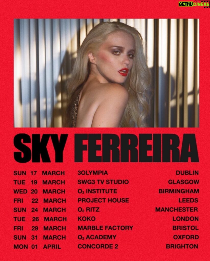 Sky Ferreira Instagram - US & UK TOUR DATES! ALL DATES & TICKETS IN BIO. SEE YOU SOON 💋