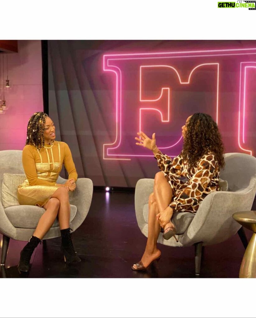 Sonequa Martin-Green Instagram - Tune in TONIGHT to @entertainmenttonight ! Me and the matchless @nischelleturner bonded through important conversation, belly laughter and even a few tears. I’ve always adored and respected Nischelle and her work, and now that I know the full deal, it’s dope to celebrate her during this #blackhistorymonth (and on) for making history as the first Black woman to host nightly in the 40-year history of Entertainment Tonight! ✊🏽 I definitely had a fan girl moment meeting her y’all! 🖤 It was an honor to connect with you Nischelle. You’re blazing a trail and changing the game, and you’re even more inspiring and beautiful in person. #sheisaqueen #entertainmenttonight #startrekdiscovery #grateful