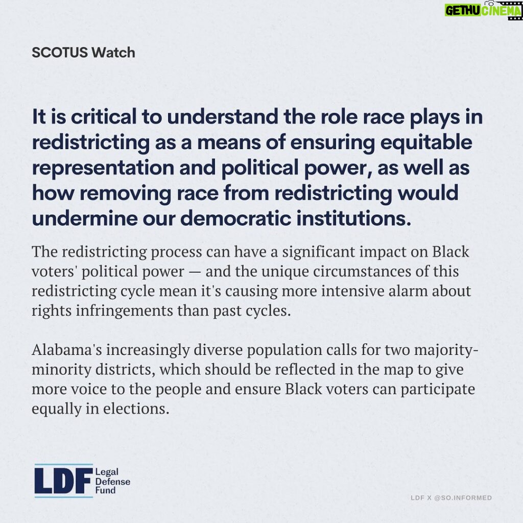 Sonequa Martin-Green Instagram - Alright y’all. So last week, the Supreme Court heard oral arguments in Merrill v. Milligan. This case centers on discriminatory redistricting practices in Alabama, which could have a widespread effect across the US. @NAACP_LDF and @So.Informed teamed up to share more about the case, how gerrymandered redistricting can dilute the power of Black voters, and why we must protect voting rights and fight for fair maps. It’s a lot to read but please, swipe. 🖤