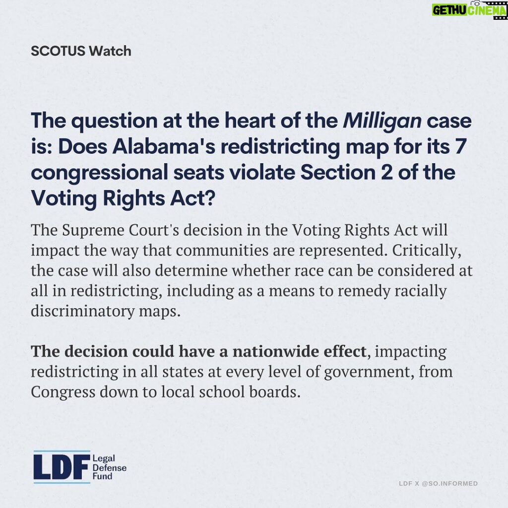 Sonequa Martin-Green Instagram - Alright y’all. So last week, the Supreme Court heard oral arguments in Merrill v. Milligan. This case centers on discriminatory redistricting practices in Alabama, which could have a widespread effect across the US. @NAACP_LDF and @So.Informed teamed up to share more about the case, how gerrymandered redistricting can dilute the power of Black voters, and why we must protect voting rights and fight for fair maps. It’s a lot to read but please, swipe. 🖤