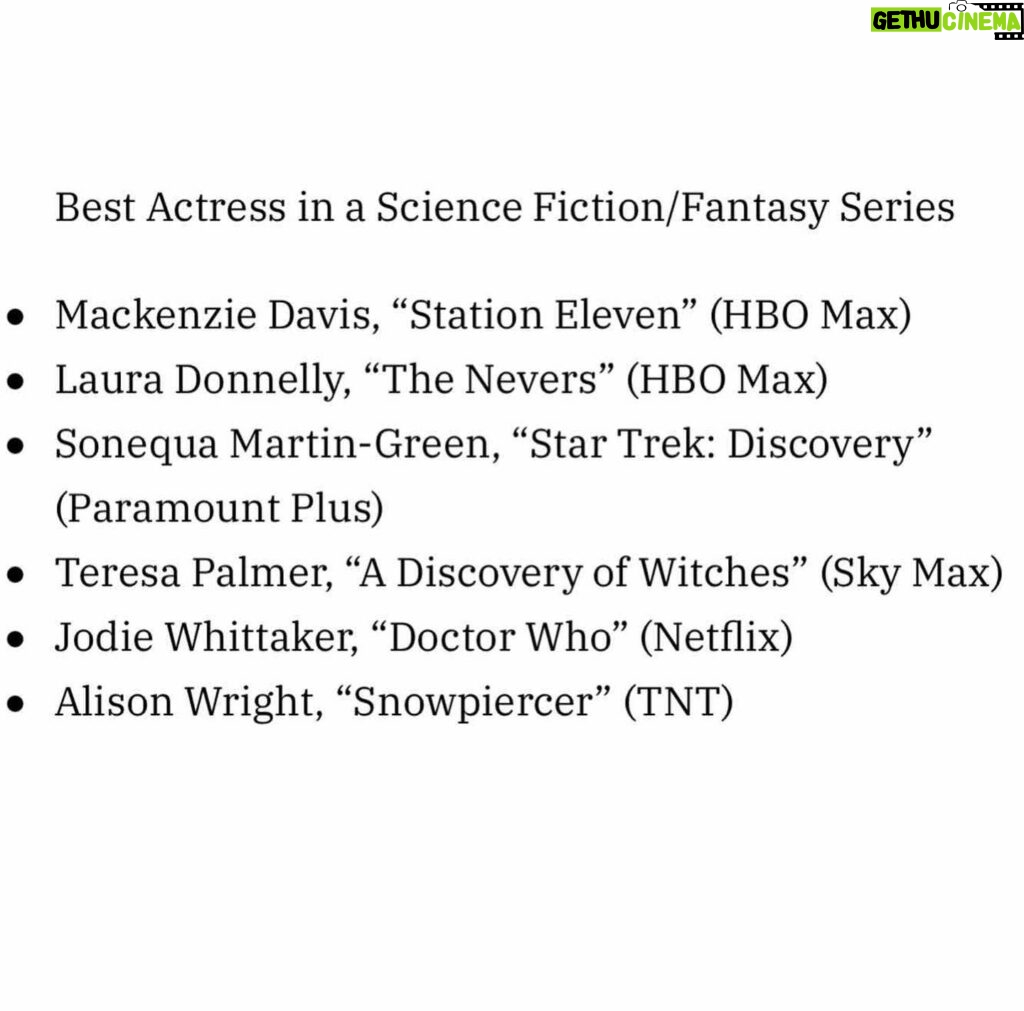 Sonequa Martin-Green Instagram - Wow grateful to be “chosen!” Many thanks to the Critics Choice Super Awards. 🖤 A new episode of #startrekdiscovery is streaming now 🖖🏽