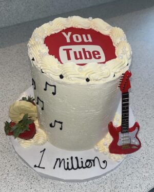 Sophie Lloyd Instagram - So over the weekend I reached 1 MILLION YouTube subscribers!! This has been something I’ve wanted to achieve for so long, I still remember posting my first ever video thinking ‘if 20 people see this I’ll be happy’ and now here I am 🥹 
 
I try not to put to much value in numbers as that can make you go crazy, but this is just such a special moment for me I wanted to share it with you guys. Thankyou so much to everyone that’s subscribed over the years, and everyone that’s ever liked, commented, shared or viewed my videos on YouTube, even the haters!! ❤️

I also just want to say a massive Thankyou to @painter_1989 who is the man behind the scenes, helping film, edit and produce all my videos, I could never have done it without you. It might be my name, but it’s our channel 💕

Also thanks to @didsbakes for the amazing cake!! 

#youtube #1million #celebrate #guitar #guitarist #guitaristofinstagram #cake #milestone