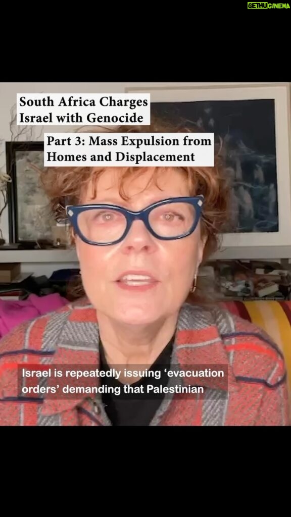 Susan Sarandon Instagram - Part 3: Mass expulsion from homes and displacement of Palestinians. Clauses 56-60 read by Susan Sarandon, Adam Bakri, Sepideh Moafi, Wallace Shawn & Maxine Peake. This is video 3/11 The total cast reading South Africa’s historic dossier: Khalid Abdalla, Tunde Adebimpe, Gbenga Akinnagbe, Adam Bakri, Kathleen Chalfant, Steve Coogan, Liam Cunningham, Charles Dance, Natalie Diaz, Stephen Dillane, Inua Ellams, Paapa Essiedu, Lena Headey, Aida El-Kashef, Maaza Mengiste, Tobias Menzies, Sepideh Moafi, Indya Moore, Peter Mullan, Cynthia Nixon, Maxine Peake, Dario Ladani Sanchez, Susan Sarandon, Maisie Richardson Sellers, Alia Shawkat, Wallace Shawn, Morgan Spector, Carice van Houten, Harriet Walter & Zukiswa Wanner | @susansarandon @maisiersellers @maazamengiste @sepidehmoafi @adambakri @betteblavatsky @gbengaakinnagbe @tadebimpe @cynthiaenixon @inuaellams @epluribusyourmom @pessiedu @darioladani @leavecaricealone @iamlenaheadey @liamcunningham1 @khalid3bdalla @indyamoore @aidaelkashef @zukiswawanner