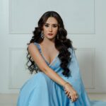 Swastima Khadka Instagram - For the song release 🩵 Creative director @meiilanvisualarts Photographed by @aaryan.jpeg Wearing @siwangiofficial Makeup @lowenbeauty Hair @hairartistdurga Jewelry @ganapatijewellersnp